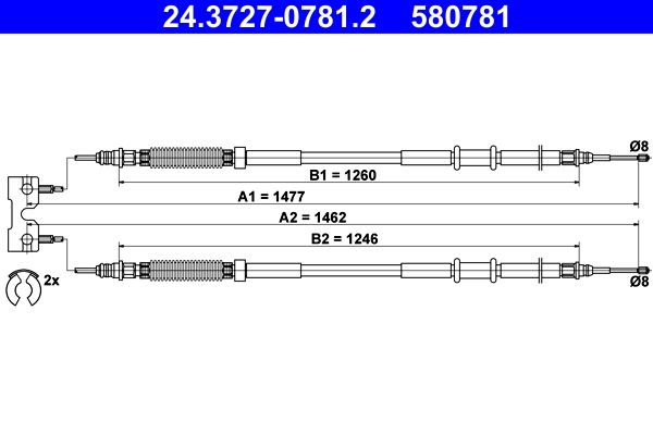 ATE 24.3727-0781.2 Cable Pull, parking brake