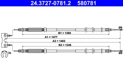 Cable Pull, parking brake ATE 24.3727-0781.2