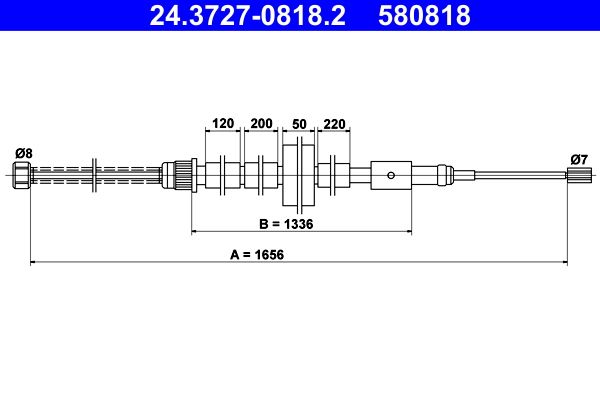 ATE 24.3727-0818.2 Cable Pull, parking brake