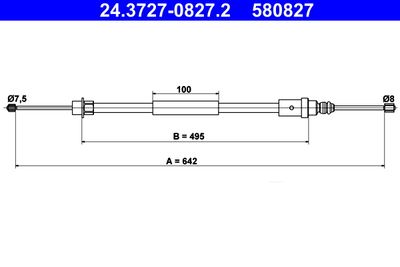 Cable Pull, parking brake ATE 24.3727-0827.2