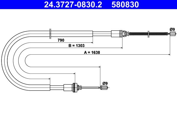 ATE 24.3727-0830.2 Cable Pull, parking brake