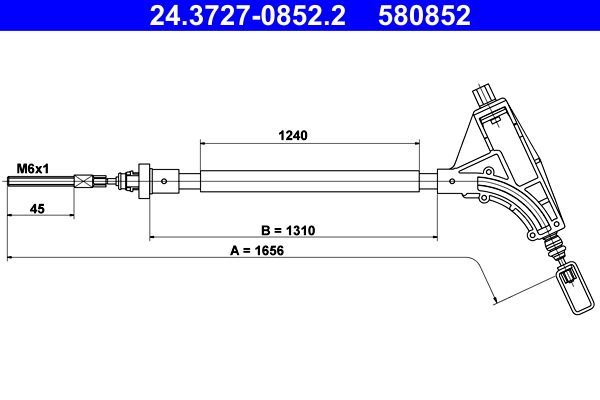 ATE 24.3727-0852.2 Cable Pull, parking brake