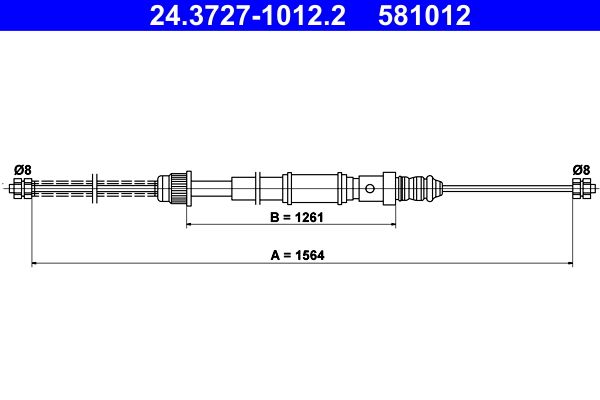 ATE 24.3727-1012.2 Cable Pull, parking brake