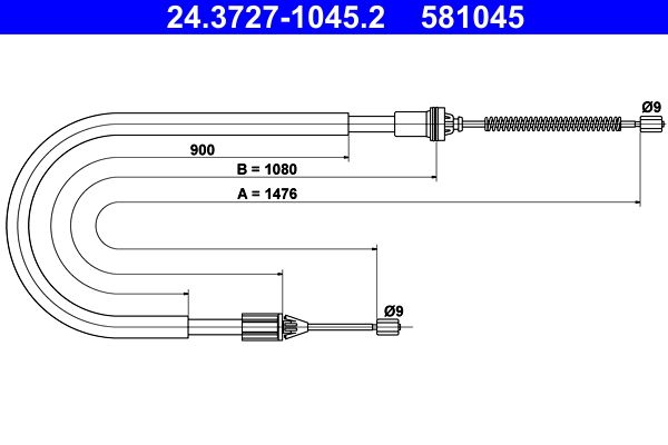 ATE 24.3727-1045.2 Cable Pull, parking brake