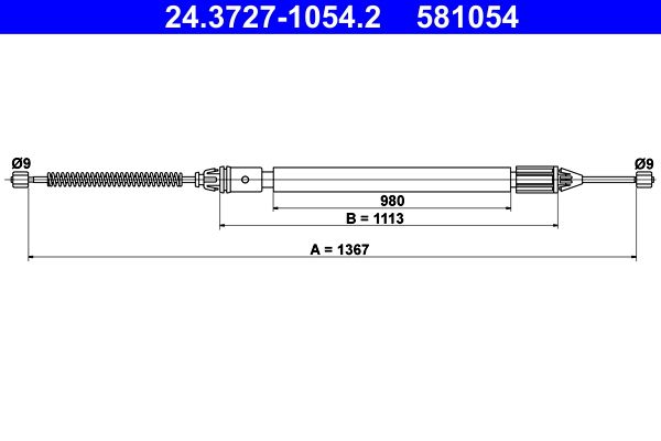 ATE 24.3727-1054.2 Cable Pull, parking brake