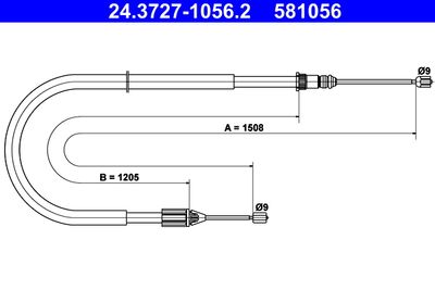 Cable Pull, parking brake ATE 24.3727-1056.2