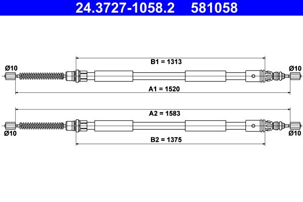 ATE 24.3727-1058.2 Cable Pull, parking brake