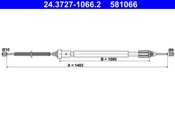 ATE 24.3727-1066.2 Cable Pull, parking brake