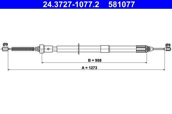 ATE 24.3727-1077.2 Cable Pull, parking brake