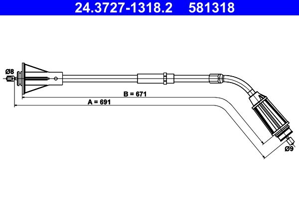 ATE 24.3727-1318.2 Cable Pull, parking brake