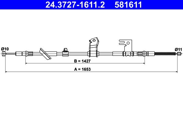 ATE 24.3727-1611.2 Cable Pull, parking brake