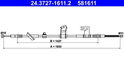 Cable Pull, parking brake ATE 24.3727-1611.2