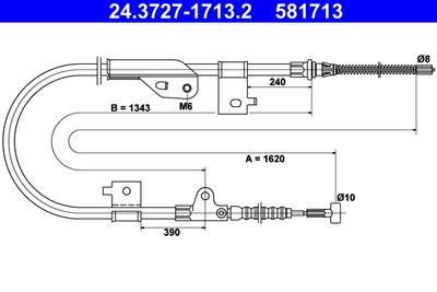 Cable Pull, parking brake ATE 24.3727-1713.2