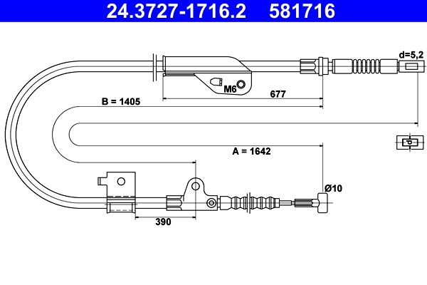 ATE 24.3727-1716.2 Cable Pull, parking brake