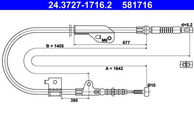 Cable Pull, parking brake ATE 24.3727-1716.2