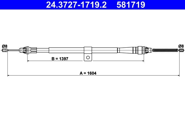 ATE 24.3727-1719.2 Cable Pull, parking brake