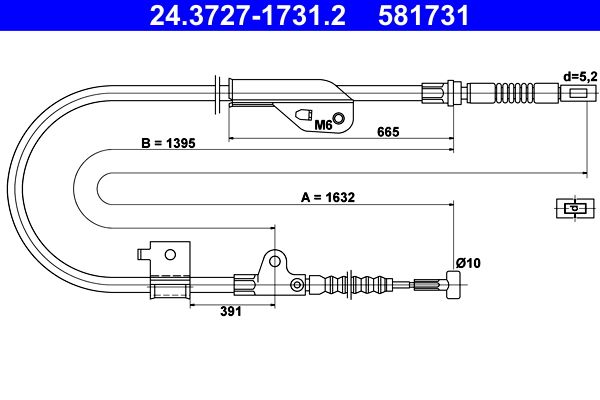 ATE 24.3727-1731.2 Cable Pull, parking brake