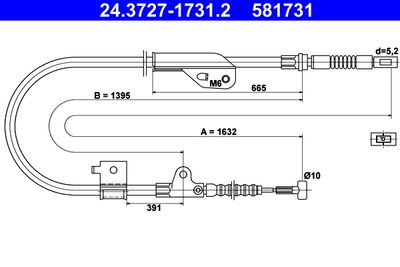 Cable Pull, parking brake ATE 24.3727-1731.2