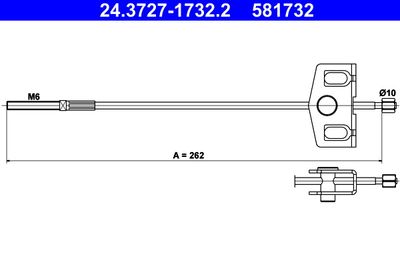 Cable Pull, parking brake ATE 24.3727-1732.2