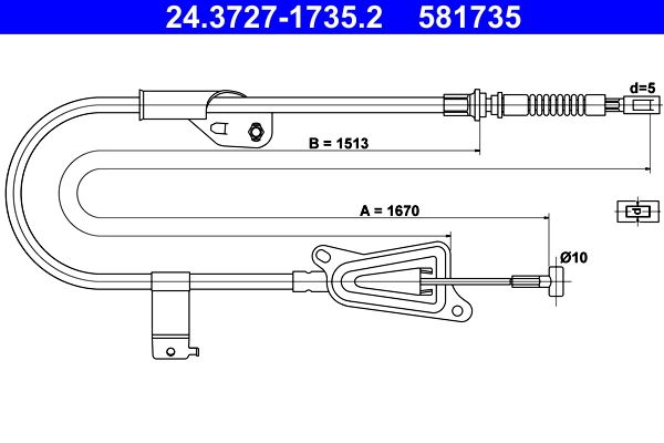 ATE 24.3727-1735.2 Cable Pull, parking brake