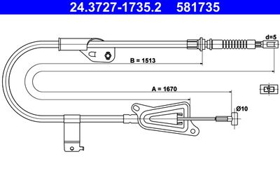 Cable Pull, parking brake ATE 24.3727-1735.2