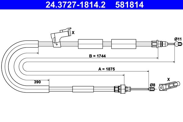 ATE 24.3727-1814.2 Cable Pull, parking brake