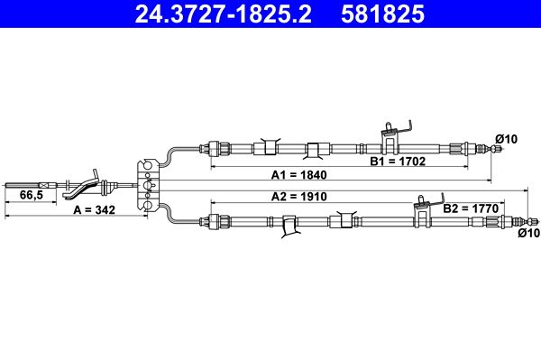 ATE 24.3727-1825.2 Cable Pull, parking brake