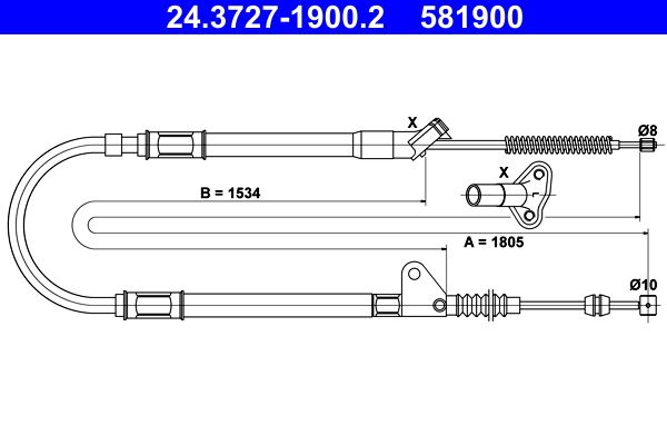 ATE 24.3727-1900.2 Cable Pull, parking brake