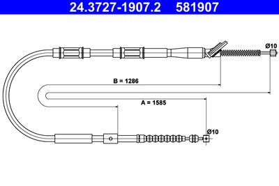 Cable Pull, parking brake ATE 24.3727-1907.2