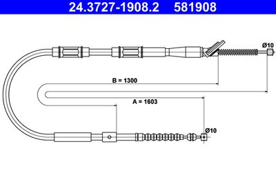 Cable Pull, parking brake ATE 24.3727-1908.2