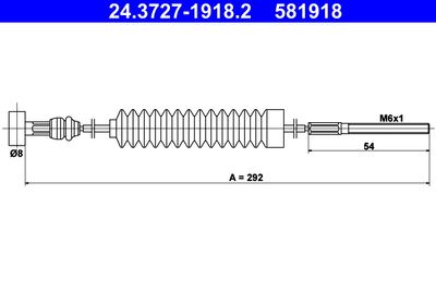 Cable Pull, parking brake ATE 24.3727-1918.2