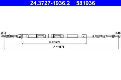 Cable Pull, parking brake ATE 24.3727-1936.2