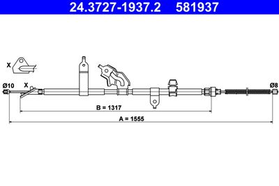 Cable Pull, parking brake ATE 24.3727-1937.2