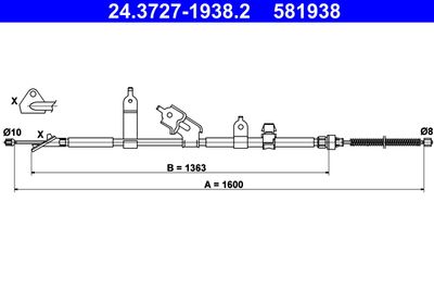Cable Pull, parking brake ATE 24.3727-1938.2