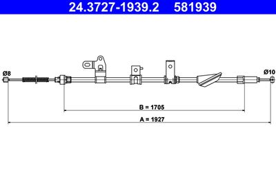 Cable Pull, parking brake ATE 24.3727-1939.2
