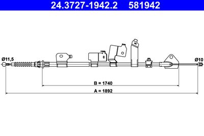 Cable Pull, parking brake ATE 24.3727-1942.2