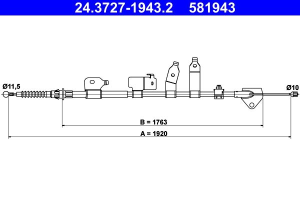 ATE 24.3727-1943.2 Cable Pull, parking brake