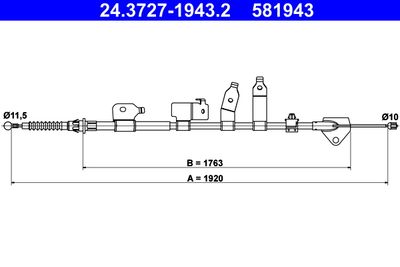 Cable Pull, parking brake ATE 24.3727-1943.2