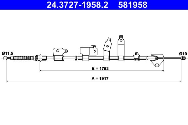ATE 24.3727-1958.2 Cable Pull, parking brake