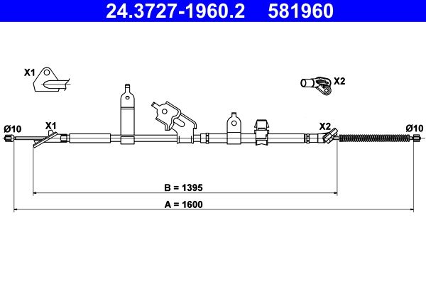 ATE 24.3727-1960.2 Cable Pull, parking brake