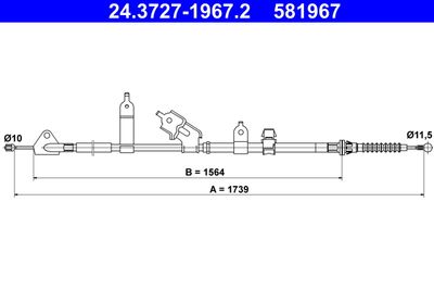 Cable Pull, parking brake ATE 24.3727-1967.2
