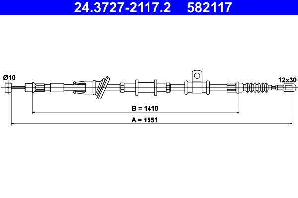 ATE 24.3727-2117.2 Cable Pull, parking brake