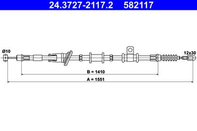 Cable Pull, parking brake ATE 24.3727-2117.2