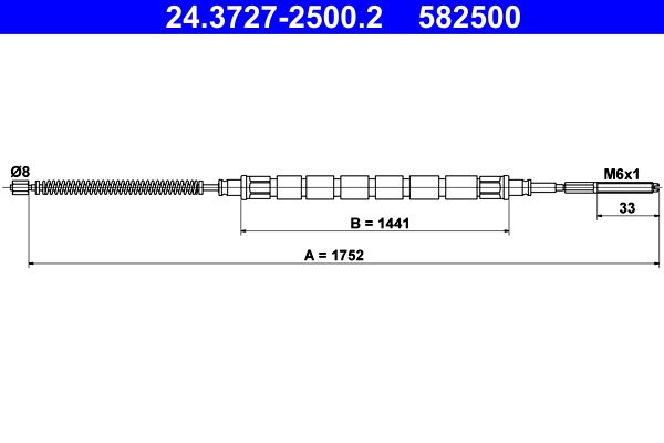 ATE 24.3727-2500.2 Cable Pull, parking brake