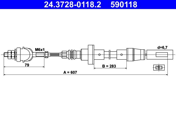 ATE 24.3728-0118.2 Cable Pull, clutch control