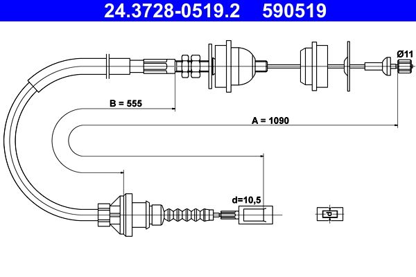 ATE 24.3728-0519.2 Cable Pull, clutch control