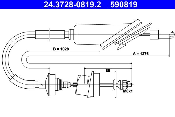 ATE 24.3728-0819.2 Cable Pull, clutch control