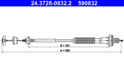 Cable Pull, clutch control ATE 24.3728-0832.2