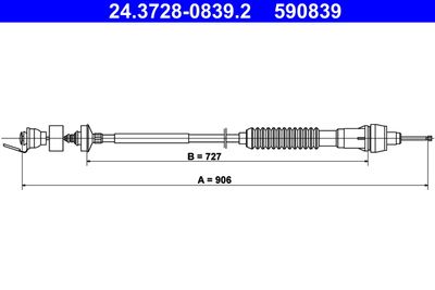 Cable Pull, clutch control ATE 24.3728-0839.2