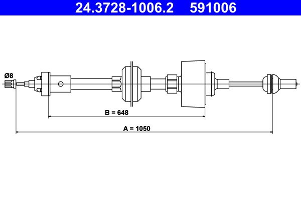 ATE 24.3728-1006.2 Cable Pull, clutch control